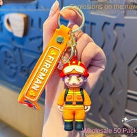 Internet rouge trafic Police pompier mousqueton porte-clés Silicone écologique sac suspendus ornements armée jour dessin animé créatif