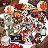 Patch brodé thermocollant ou à coudre Western Cowboy Cheval Cactus Texas Botte Crâne Chapeau de Rodeo en gros