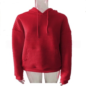 Sudadera con capucha tipo waffle para mujer 2026, con cordón ajustable, manga larga, color liso, antiencogimiento y bolsillo canguro - Product Image 2