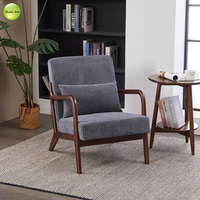 En stock chaise de salon rembourrée nordique moderne chaise longue en bois massif pour fauteuil de salle de lecture de café 5373