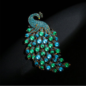 Qushine New Colorido Pavão Cristal Liga Grande Strass Broche para Casamento Presente Do Partido Das Mulheres - Product Image 5