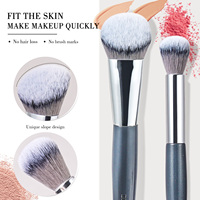 Ensemble de 15 pinceaux de maquillage gris-bleu à manche en bois, poils synthétiques, pour usage quotidien
