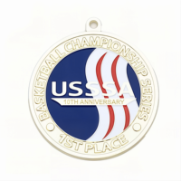 Médaille d'anniversaire personnalisée au meilleur prix, plaquée or, en alliage de zinc, émaillée, rayée, pour récompense de ligue de basketball d'équipe