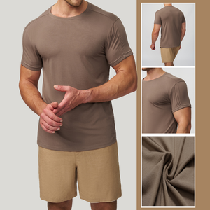 T-shirt da uomo Yiyi Premium in tessuto con design a polsini piegati, ultra morbida e delicata sulla pelle, traspirante, slim fit, a maniche corte. - Product Image 1