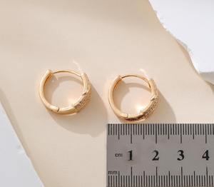 Luxueux haut de gamme mode Micro plein Zircon femmes boucles d'oreilles cerceau luxe cercle cuivre Vintage crochet d'oreille conception - Product Image 5