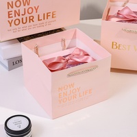Boîte-cadeau carrée avec logo personnalisé pour la Saint-Valentin, nœud créatif, emballage transparent simple de bougie de parfum avec couvercle supérieur et inférieur