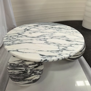 Tavolino da Caffè Rotondo in Marmo Calacatta Viola con 3 Gambe, Design Semplice in Stile Francese, Personalizzabile all'Ingrosso - Product Image 4