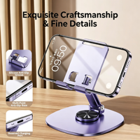 Support de téléphone et tablette en métal multifonctionnel, rotatif, relevable, pliable, support de bureau pour diffusion en direct, support universel OEM