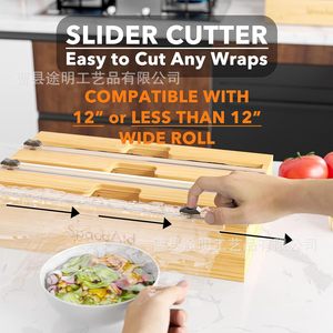 Bamboo Food Wrap Cutter 12 Inch Wide Roll Compatible Wall Mounted <b>Kitchen</b> <b>Storage</b> <b>Box</b> - Product Image 1