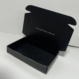 Boîtes en papier d'emballage noires personnalisées avec logo <span class=keywords><strong>blanc</strong></span>, boîtes cadeaux, boîtes d'emballage imprimées recto verso pour l'emballage de vêtements - Product Image 4