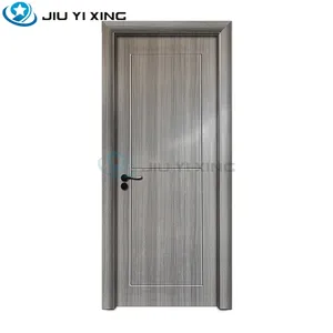 Jiuyixing Wood Grain Decorative Big Size Waterproof Interior Composite Bathroom WPC Door With Flat Panel Design For Hotel