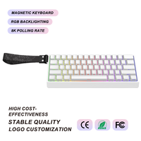 Clavier de jeu à 61 touches avec interrupteurs magnétiques, filaire USB-C, rétroéclairage RGB, taux de polling 8K, déclenchement rapide 0,01 mm, fourniture en gros OEM et ODM