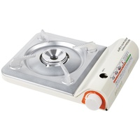Réchaud à gaz butane portable ultra-fin avec dispositif d'allumage en alliage d'aluminium coupe-vent pour camping en extérieur, pique-niques, usage domestique et cuisson de fondue