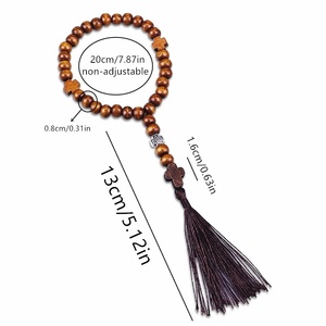 Rosario Ortodoxo Oriental hecho a mano con borlas cruzadas, pulsera de oración con cuentas, cuentas de madera, Rosario de bautismo religioso, pulsera con borlas - Product Image 5
