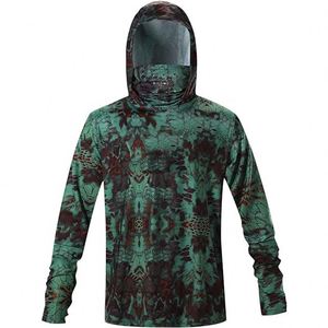 เสื้อกีฬาแขนยาวผู้ชายแบบ OEM สั่งทำพิเศษ ป้องกันแสงแดด UPF 50+ พร้อมฮู้ดและหน้ากากสำหรับตกปลา - Product Image 5