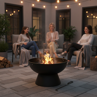 Brasero extérieur 2-en-1 à bois avec barbecue intégré – Bol à feu robuste pour chauffage et grillades en famille