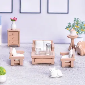 Hot Sell Mini Poppenhuis Meubels Poppenhuis Ornament Poppen Huis Mini Speelgoed Accessoires Tafelstoel Shafa Model Kids Speelgoed