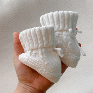 Chaussons en coton pour nouveau-né, tricotés, chauds pour l'hiver, avec lien anti-détachement, 0-3 mois, bébé, 100% coton - Product Image 1