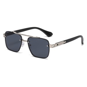 Square Sunglasses Metal <b>Frame</b> <b>Black</b> UV400 Unisex Fashion Sunshades Type 3 PC Lens Double Bridge Design - Product Image 5