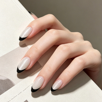 Faux ongles à presser en vrac, style gothique streetwear, brillants, en ABS, forme amande, couvrance totale, pré-dessinés, longue durée, imperméables, faciles à poser