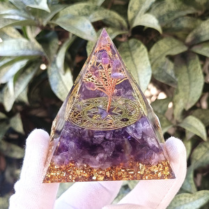 Amethyst <b>Crystal</b> Pyramid Resin Epoxy Craft Aquarium Decoration Desktop Ornament Gift For Home Decor - Product Image 2