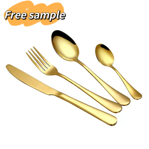 Juego de Cubertería Dorada de Alta Calidad para Bodas al por Mayor Cuchillo Tenedor Cuchara Cucharilla para Restaurante y Hotel - Product Image 1