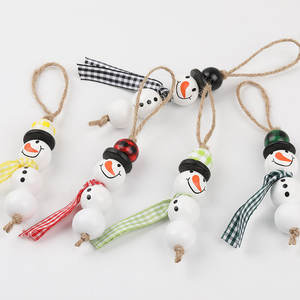 Decorazioni per la casa in legno ciondolo artigianato albero di natale ornamento pupazzo di neve <span class=keywords><strong>perline</strong></span> - Product Image 2