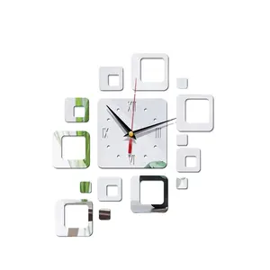 Horloge murale contemporaine à pendule en acrylique de 16 pouces pour le bricolage Design scénique géométrique pour la décoration de la maison Logo personnalisé Face unique