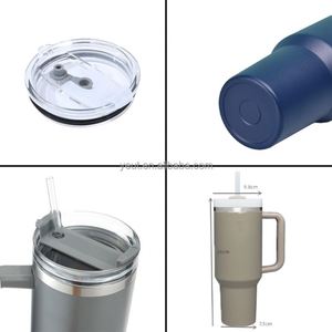 30/40oz Powder Coated <b>Double</b> <b>Wall</b> Stainless Steel Vacuum Insulated Tumbler with Handle and Straw - Product Image 2