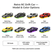 Voiture télécommandée miniature 1:43 pour bureau, véhicule de drift haute vitesse, modèle de course, ornement, jouet pour garçons, interaction lumineuse en plastique