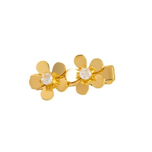 Pince à cheveux florale en acier inoxydable plaqué or 18 carats avec perles, zircon, étoile de mer et coquillage – Accessoire quotidien pour femme - Product Image 5