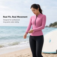 Haut de combinaison en néoprène pour femme, 2 mm, manches longues, avec demi-fermeture éclair facile à enfiler