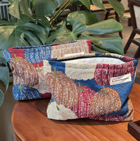 Pochette de toilette portable en toile contrastante à imprimé léopard, tricotée et sérigraphiée, pour rangement de produits de soin Joker