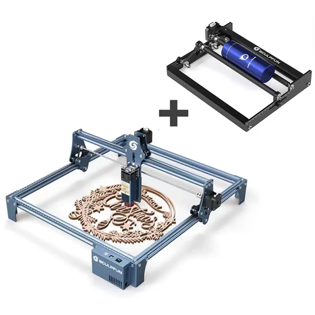 Sloufun-máquina de grabado láser S9, tecnología de modelado de rayo láser ultrafino, alta precisión, 410x420mm, área de grabado