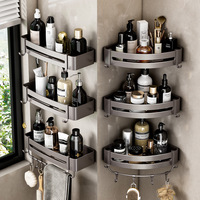 Panier de rangement triangulaire mural en aluminium pour salle de bain, support d'angle pour douche et toilettes, organisateur de salle de bain, étagère d'angle pour toilettes, vente chaude