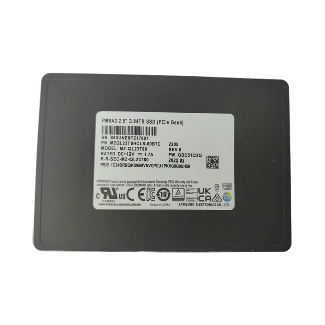 Stock PM9A3 3.84T U.2 SSD External 3.84TB U.2 SSD for Servers Used Product