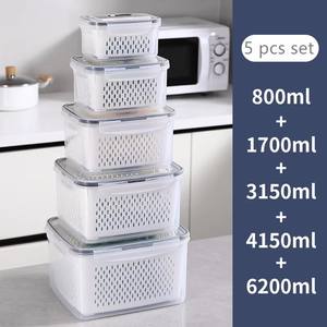 5 adet/setleri taşınabilir kılıf tasarım piknik meyve sebze delikleri ve drenaj sepeti ile saklama kutusu buzdolabı saklama kabı - Product Image 4