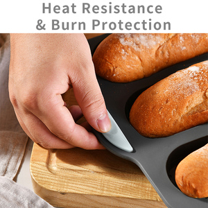 3 lỗ Baguette Baking Pan pháp bánh mì Pan cấp thực phẩm Silicone chịu nhiệt không trượt dễ dàng làm sạch linh hoạt bền BPA miễn phí - Product Image 3