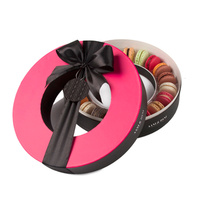Boîte Cadeau Cylindrique Personnalisée en Carton de Luxe avec Impression sur Papier Artistique et Dorure à Chaud pour Chocolats, Biscuits, Pâtisseries et Macarons avec Séparateur