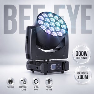 300W LED Moving Head Stage Light 19x15W RGBW 4-in-1 Honeycomb Bee Eye Zoom Lighting DMX512 for Professional Disco <strong>DJ</strong> Show - Product Image 1