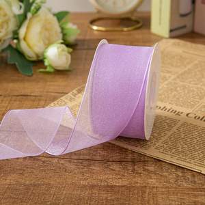 Ruban en organza scintillant de 2,5 cm et 4 cm en gros pour emballage cadeau et décoration de mariage, 100 yards par rouleau - Product Image 3