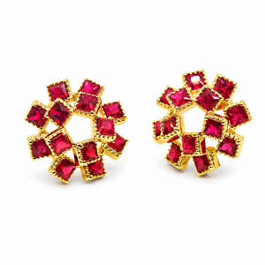 UM Jewelry 925 Sliver Fireworks Wholesale Lab grown <b>Red</b> Ruby colored gemstones <b>Earrings</b> Anniversary Daily Gift - Product Image 1