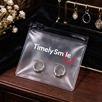 Sacs d'emballage personnalisés en PVC transparent givré avec fermeture éclair pour bijoux, petits, vides, avec logo