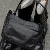 Sac à main en cuir durable de haute qualité, tendance vintage, à fermeture éclair sur le devant, noir classique, à bandoulière, pour femmes