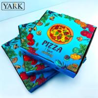 Großhandel 10-Zoll-Pizzakartons mit individuellem Logo, matt, umweltfreundlich, recycelter Wellpappe, fettdicht, mit Griff, vierfarbig bedruckt