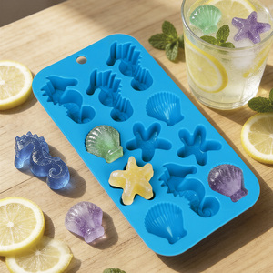 <span class=keywords><strong>Moule</strong></span> en silicone thème océan pour chocolat, bonbons, hippocampe, étoile de mer, coquillage, plateau à glaçons antiadhésif pour décoration de gâteaux DIY et fondant - Product Image 2
