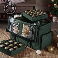 Boîte de rangement pour décorations de Noël Oxford avec séparateurs ajustables, contenants de rangement pour Noël, capacité de 73 pièces