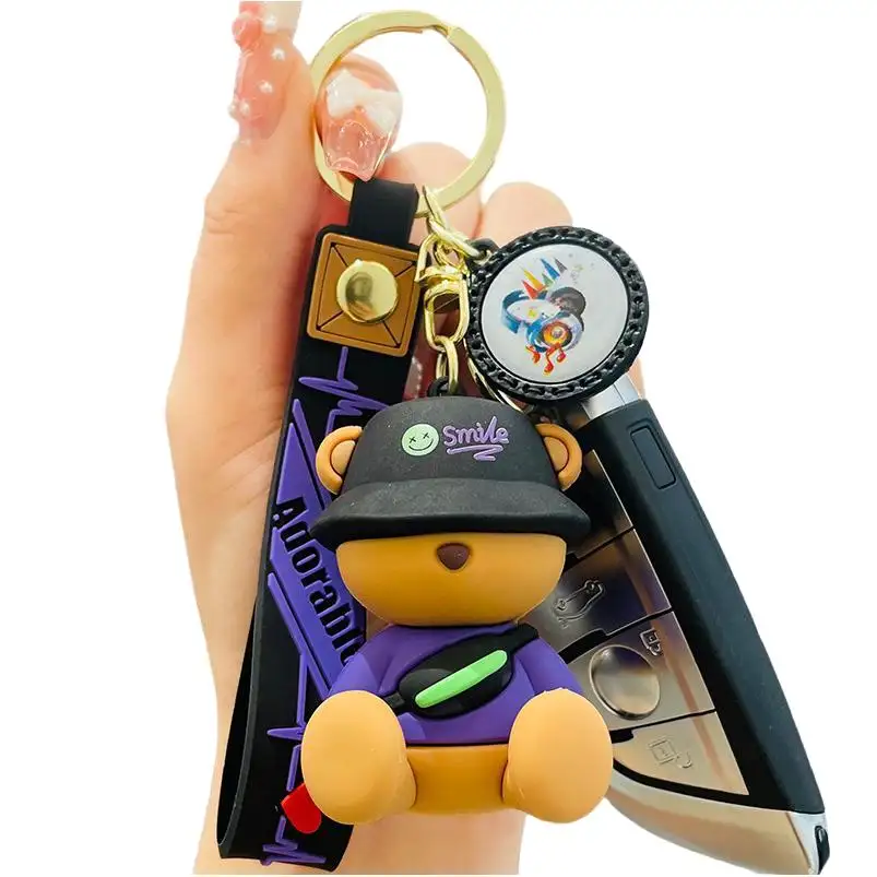 3D Pvc Kawaii 귀여운 만화 열쇠 고리 열쇠 고리 주도 대량 자동차 운동화 팔찌 실리카 젤 Pom 세트 미니 사진 사용자 정의 열쇠 고리