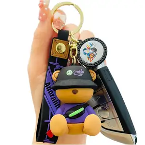 3D Pvc Kawaii Cute Cartoon Keyring Key Chain Led In Bulk Car Sneaker Wristlet Silica gel Pom Set Mini Photo Custom Key Chains