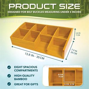 Bamboo Wood Belt Tie Organizer <b>Box</b> Rectangular Compartmentalized <b>Storage</b> For Men's Accessories <b>Drawer</b> Organizer - Product Image 3